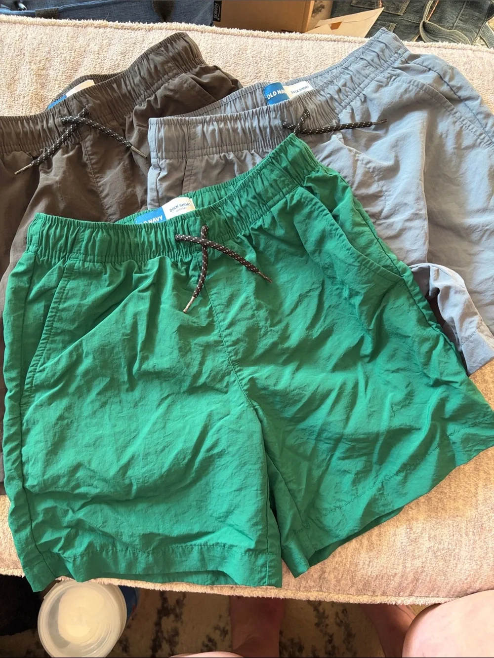 Old Navy Boys Elastic Waist quick dry  Shorts - Green (with Gray & Blue)